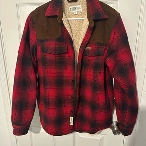Field & Stream Red Plaid Jacket with Brown Accents